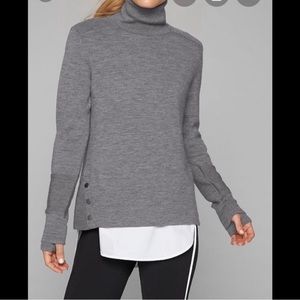 Athleta Merino Turtleneck snap side sweater